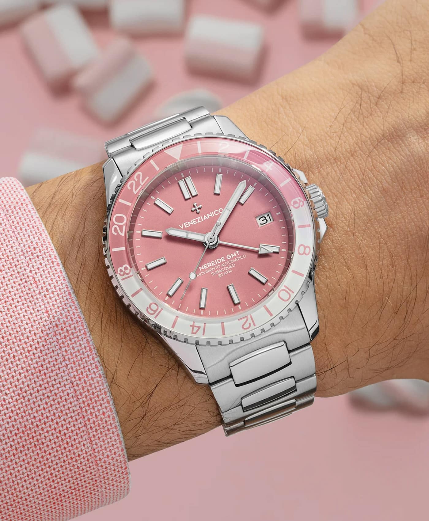 Venezianico - Nereide 39 - GMT Rosa - 3521506C-wristshot-min