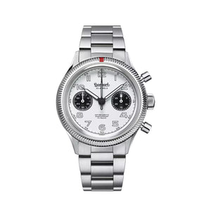 Hanhart - 417 ES 1954 Flyback Panda - 39 mm - Stainless Steel Bracelet