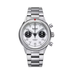 Hanhart - 417 ES Flyback Panda - 42 mm - Stainless Steel Bracelet