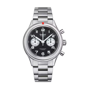 Hanhart - 417 ES Flyback Reverse Panda - 42 mm - Stainless Steel Bracelet