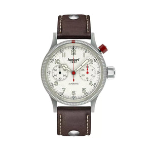Hanhart - PIONEER Mk I - Antique White - 40 mm - Light Brown Leather
