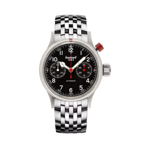 Hanhart - PIONEER Mk I - Black - 40 mm - Stainless Steel Bracelet