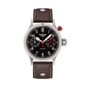Hanhart - PIONEER Mk I - Black - 40 mm - Dark Brown Leather