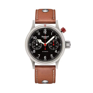 Hanhart - PIONEER Mk I - Black - 40 mm - Light Brown Leather
