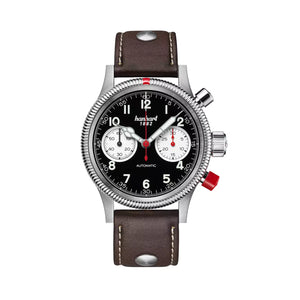 Hanhart - PIONEER Mk II - Reverse Panda - 40 mm - Dark Brown Leather