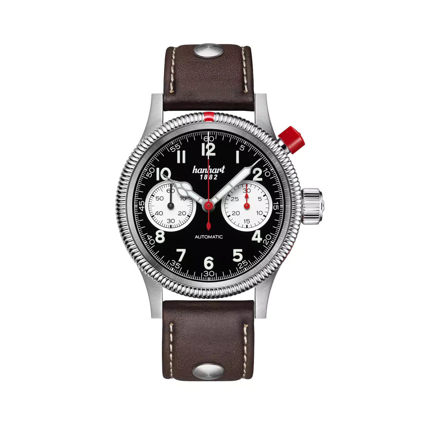 hanhart-pioneer-mk-i-reverse-panda-40-mm-dark-brown-leather