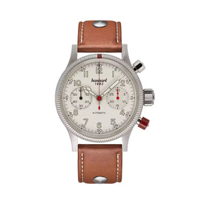 Hanhart - PIONEER Mk II - Antique white - 40 mm - Light Brown Leather