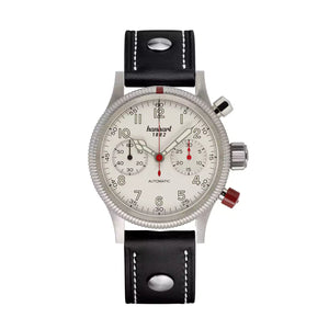 Hanhart - PIONEER Mk II - Antique white - 40 mm - Black Leather