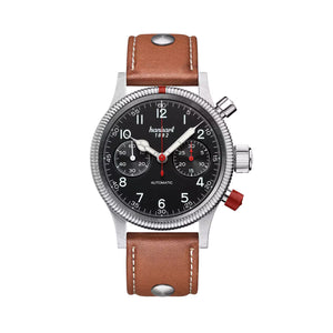 Hanhart - PIONEER Mk II - Black - 40 mm - Light Brown Leather