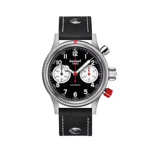 Hanhart - PIONEER Mk II - Reverse Panda - 40 mm - Black Leather