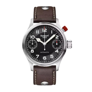 Hanhart - PIONEER MonoScope - Black - Smooth Bezel - 45 mm - Dark Brown Leather