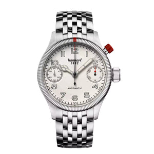 Hanhart - PIONEER MonoScope - Silver - Fluted Bezel - 45 mm - Stainless Steel Bracelet