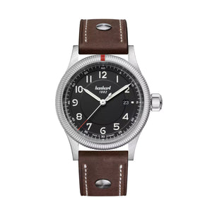 Hanhart - PIONEER One - Black - 42 mm - Brown Leather with Rivet