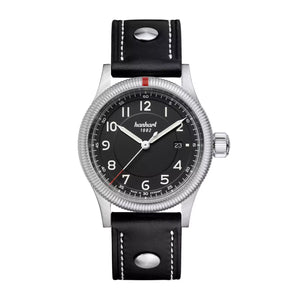 Hanhart - PIONEER One - Black - 42 mm - Black Leather with Rivet