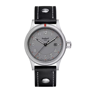 Hanhart - PIONEER One - Grey - 42 mm - Black Leather with Rivet