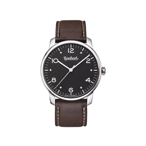 Hanhart - PIONEER Silva - Black - 38.5 mm - Brown Leather
