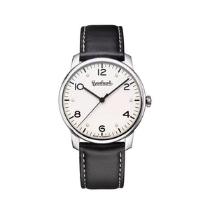 Hanhart - PIONEER Silva - White - 38.5 mm - Black Leather