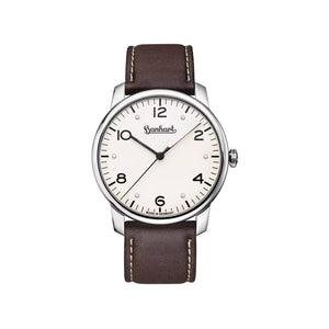 Hanhart - PIONEER Silva - White - 38.5 mm - Brown Leather