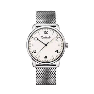 Hanhart - PIONEER Silva - White - 38.5 mm - Milanaise