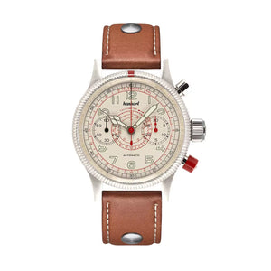 Hanhart - PIONEER Mk II - TachyTele - Antique White - 40 mm - Light Brown Leather
