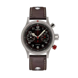 Hanhart - PIONEER Mk II - TachyTele - Black - 40 mm - Dark Brown Leather