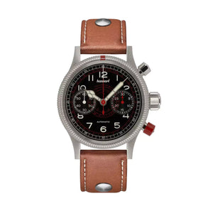 Hanhart - PIONEER Mk II - TachyTele - Black - 40 mm - Light Brown Leather