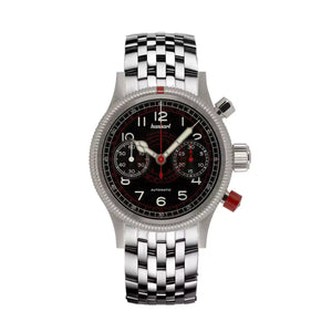 Hanhart - PIONEER Mk II - TachyTele - Black - 40 mm - Stainless Steel Bracelet