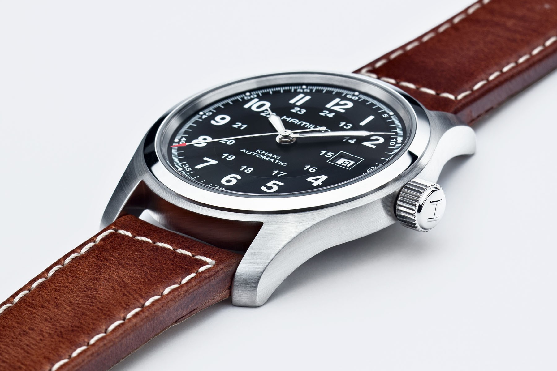 Hamilton khaki field mechanical leather online strap