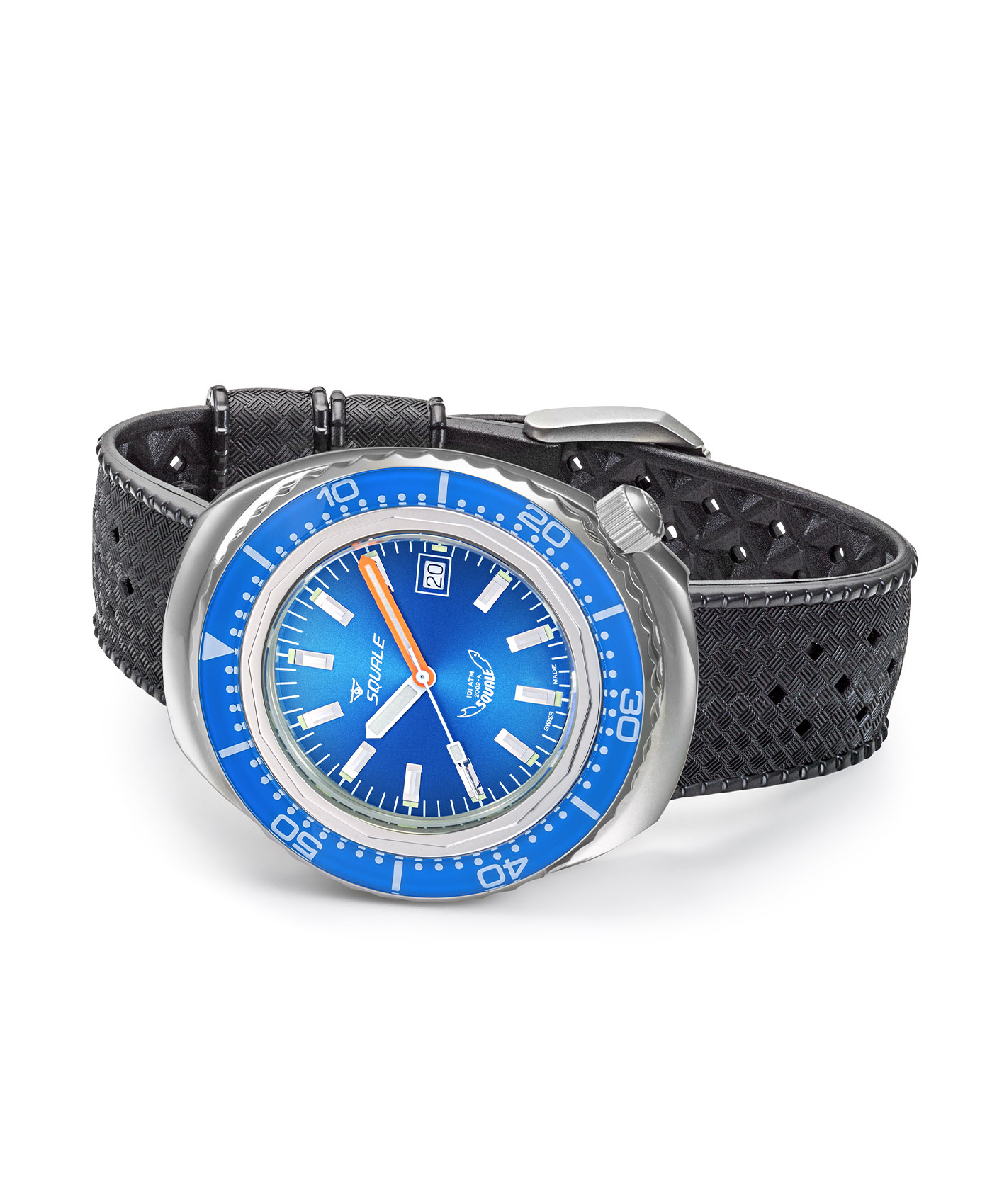 Squale - 2002 Series - 101 Atmos Polished Blue - Blue Dial-side