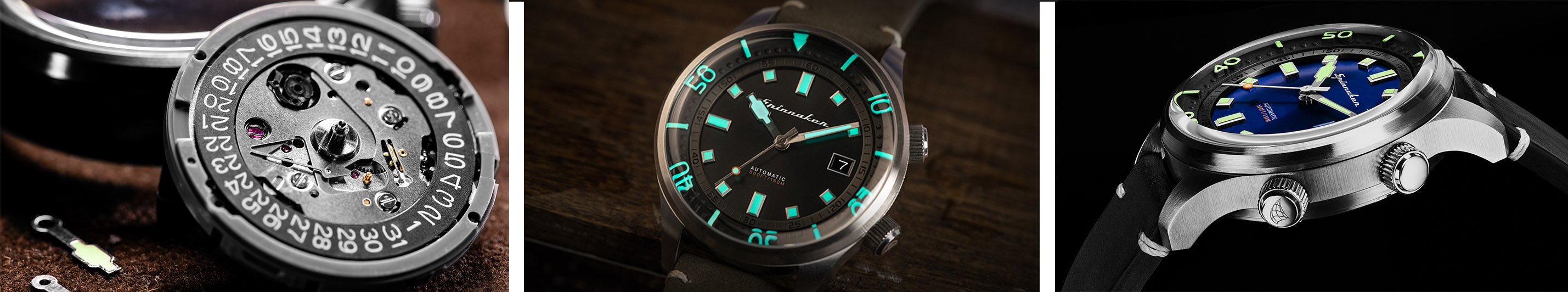 Spinnaker watches Bradner movement with date wheel, lume and case
