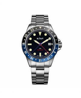 Le Jour Seacolt GMT Batman Black Blue bezel front