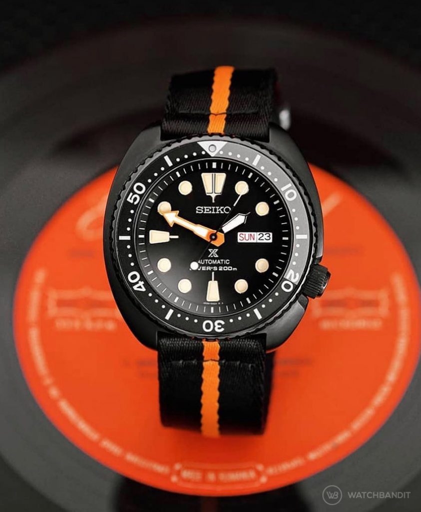 Two-Piece Nato Strap Black & Orange WB Original - Watch Bands - WatchBandit