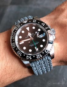 Rolex GMT-Master II 116710LN on grey two piece Eulit perlon strap by WatchBandit