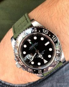 Rolex GMT Master II green Canvas strap pocket shot