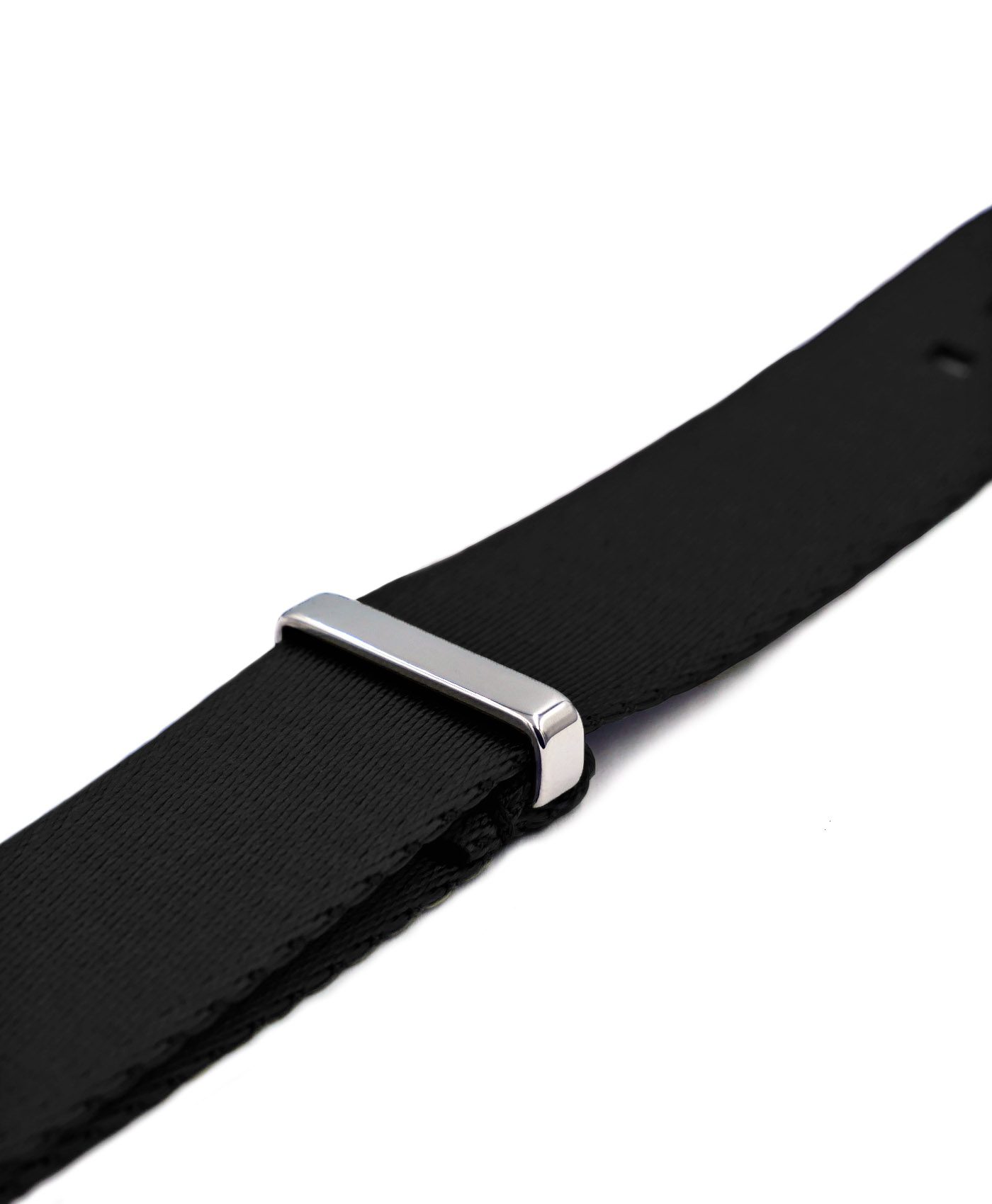Premium 1.2 mm seat belt polished NATO Strap black side by WatchBandit