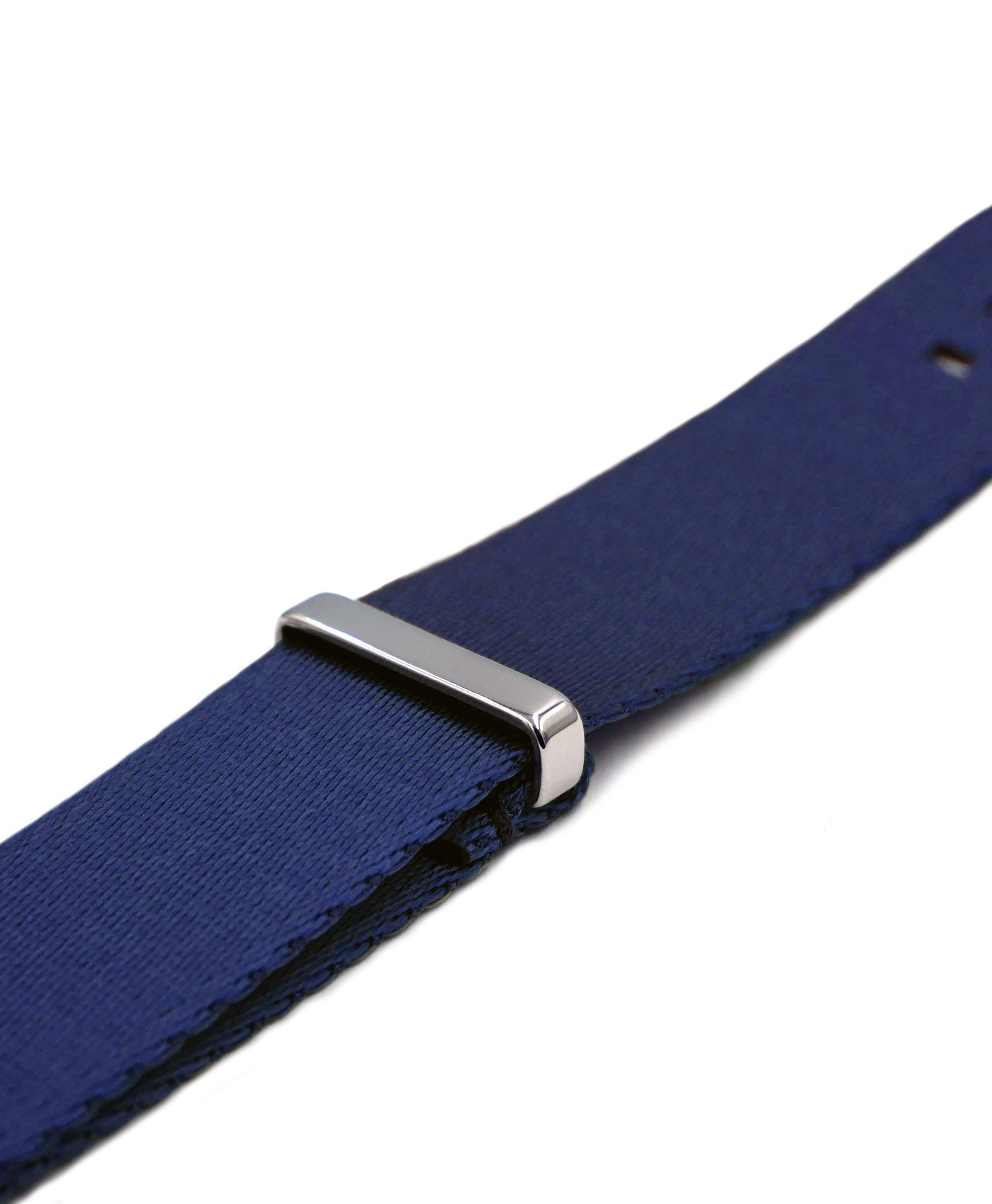 Premium 1.2 mm seat belt polished NATO Strap blue side by WatchBandit
