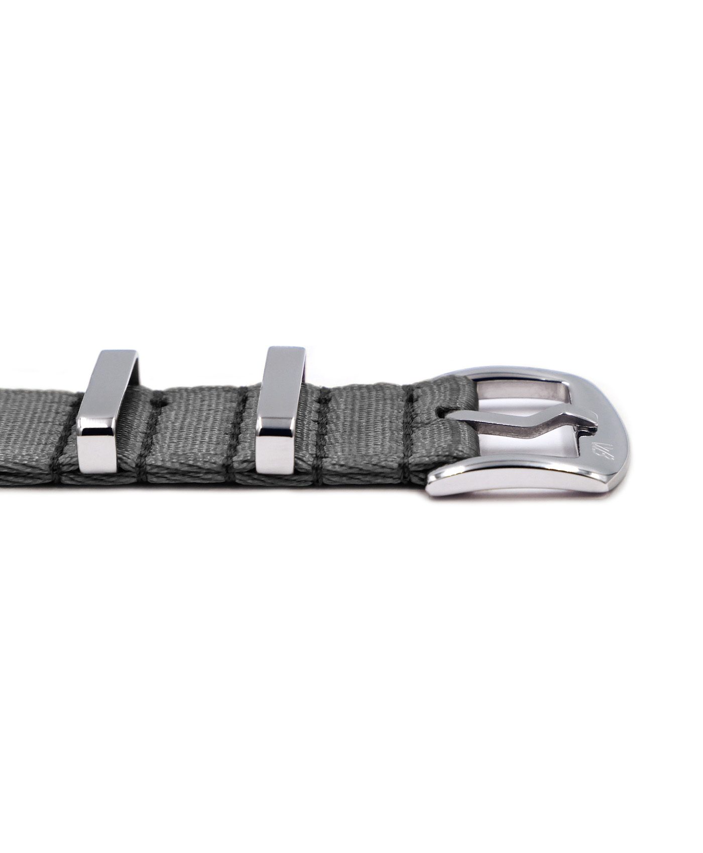 Premium 1.2 mm seat belt polished NATO Strap grey buckle by WatchBandit
