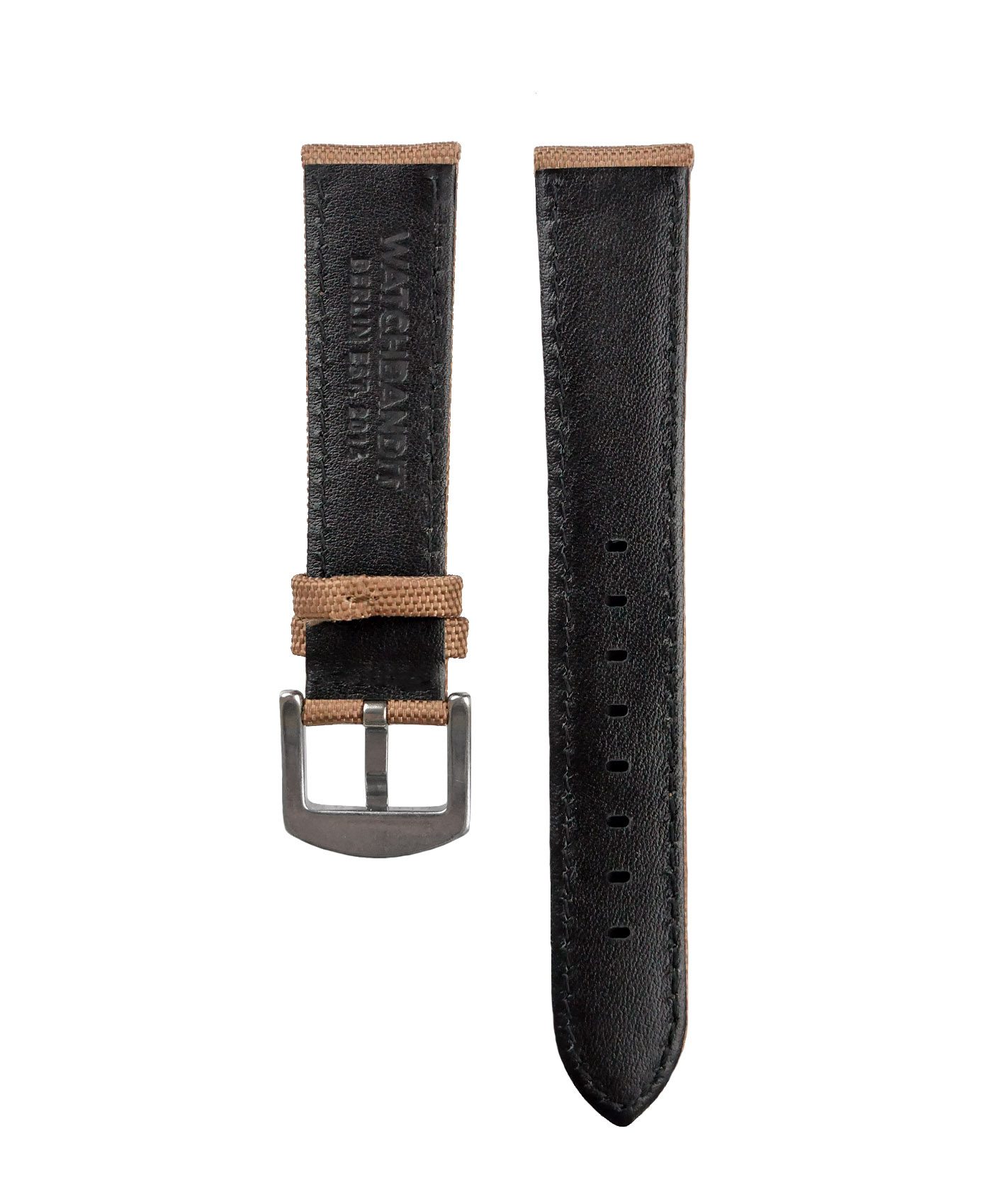 Cordura Watch Strap khaki leather back by Watchbandit