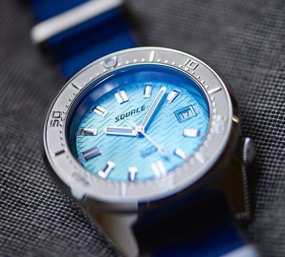 Squale 1521 Series 026 ONDA AQUA on blue NATO strap by watchbandit