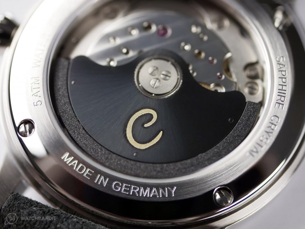 Circula Classic Automatic Anthracite dial close up miyota caliber 9015 movement