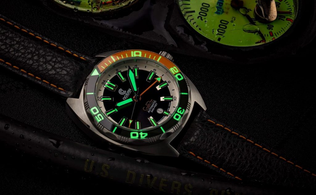 Ocean Crawler Core Diver GMT black orange lume