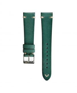 WB original premium vintage leather watch strap petrol green front