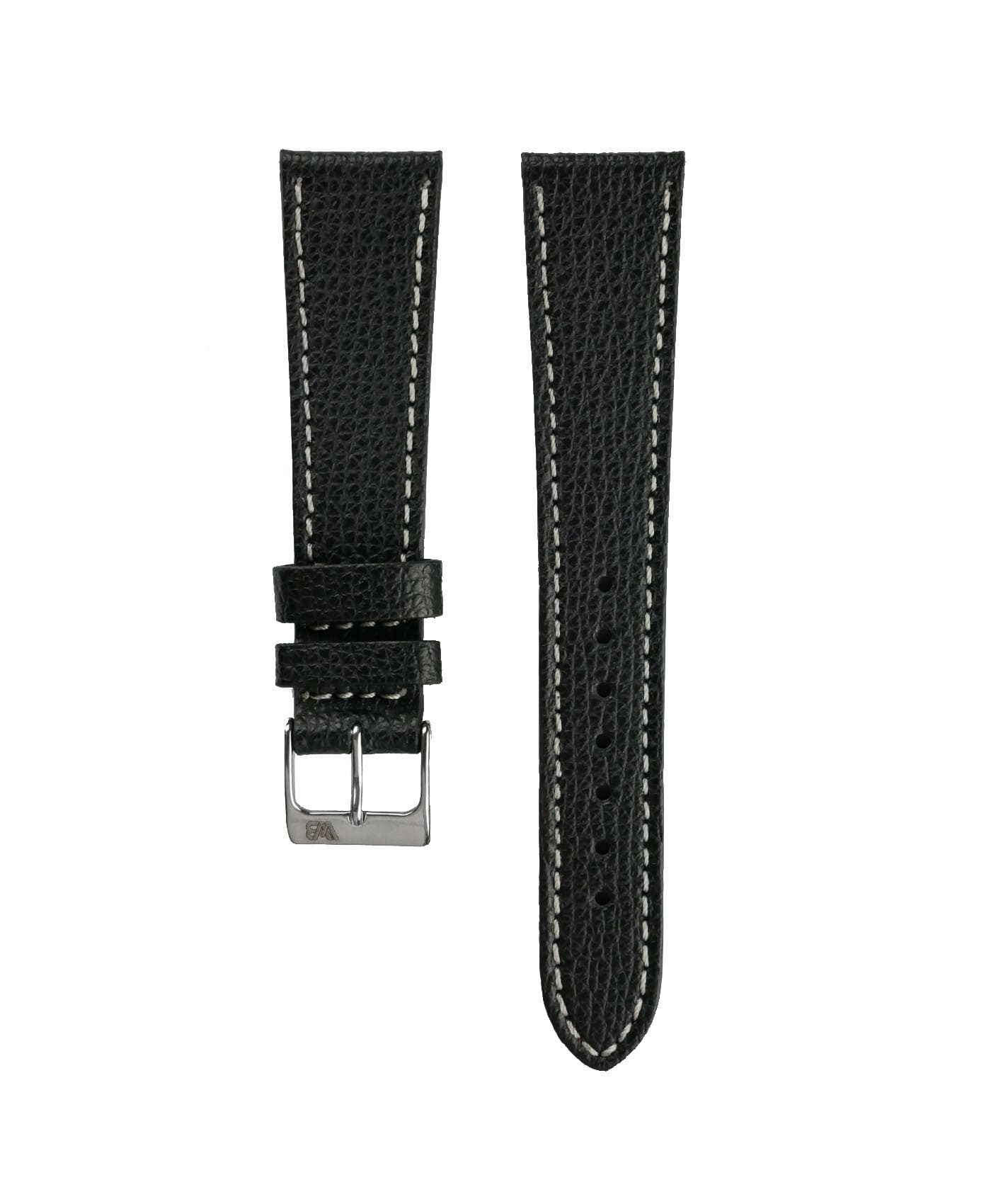 Textured calfskin leather watch strap black front watchbandit