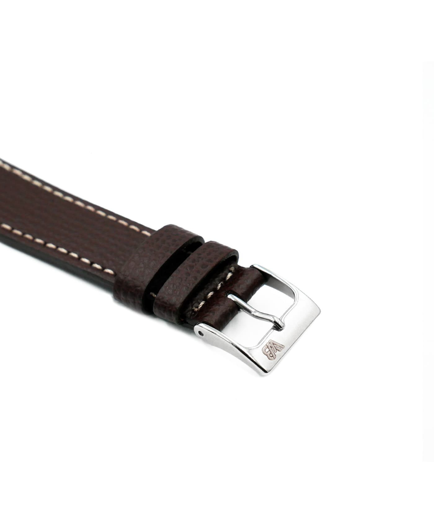 Textured calfskin leather watch strap dark brown side watchbandit