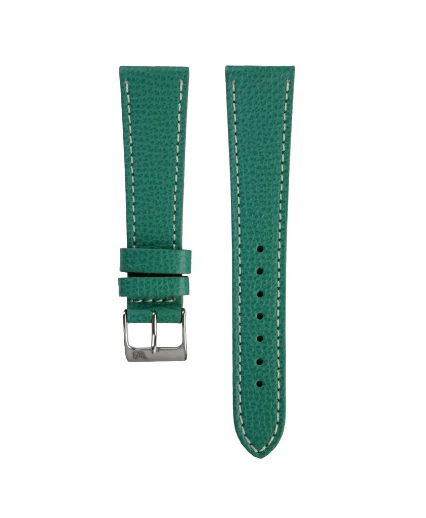 Textured calfskin leather watch strap petrol green front watchbandit