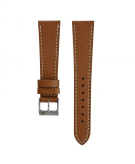 Textured calfskin leather watch strap tanned light brown front watchbandit