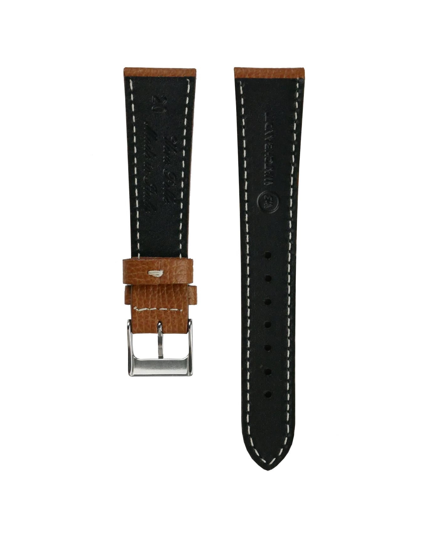 Textured calfskin leather watch strap tanned light brown back watchbandit