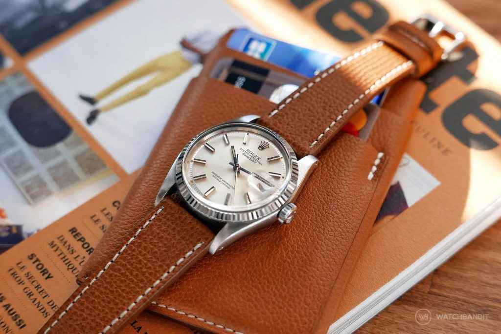 rolex with brown leather band