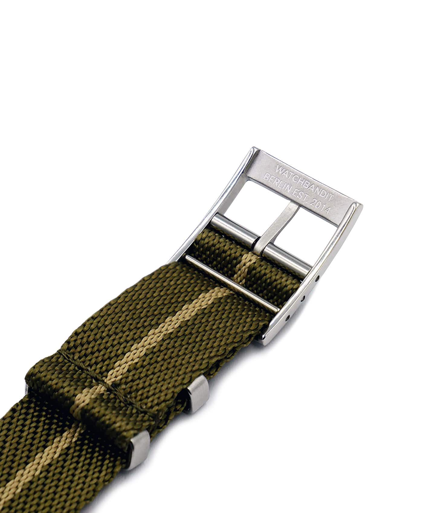 Adjustable NATO strap khaki beige engraved buckle