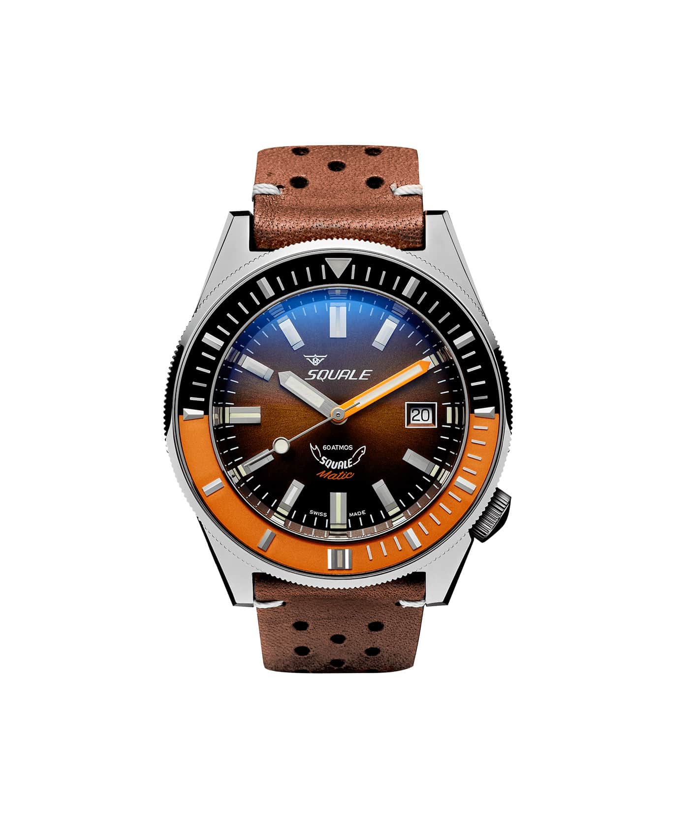 Squale - Matic - Chocolate leather strap - front